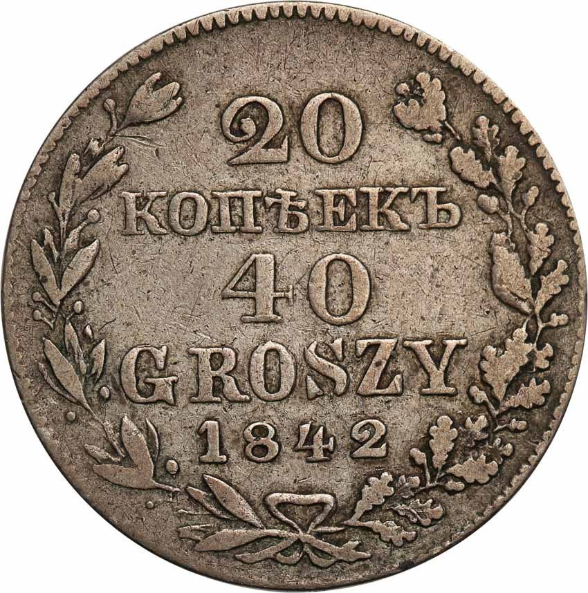 Polska XIX wiek./Rosja. 20 kopiejek = 40 groszy 1842 MW, Warszawa